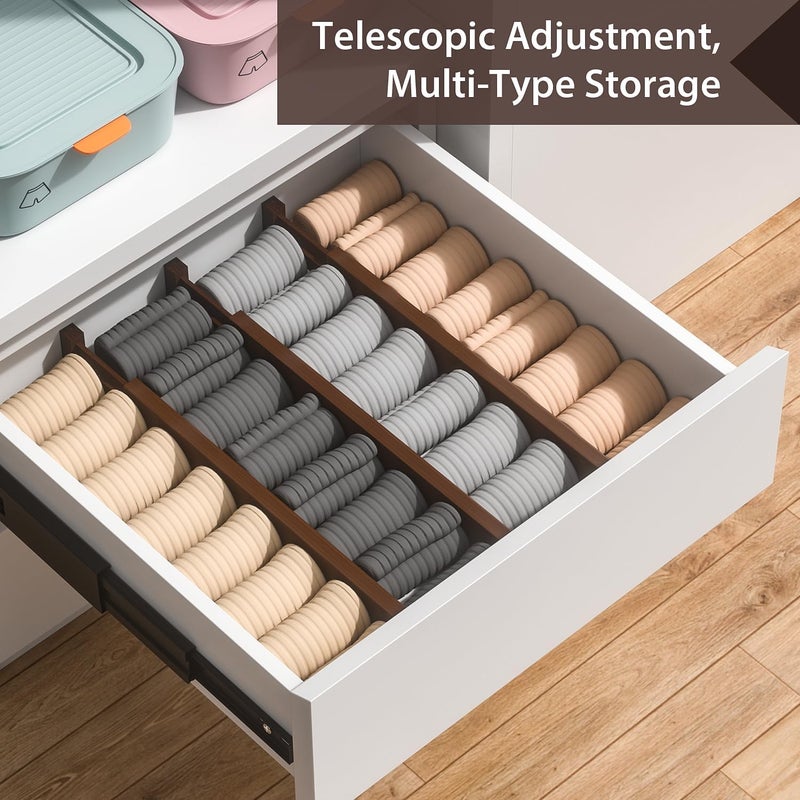 DUCOO 4 PCS Drawer Divider, 17"-22" Adjustable Bamboo Drawer Dividers Organizers, 2.3" High Expandable Separators for Kitchen, Clothes, Dressers, Home, Office, Mocha - Image 5